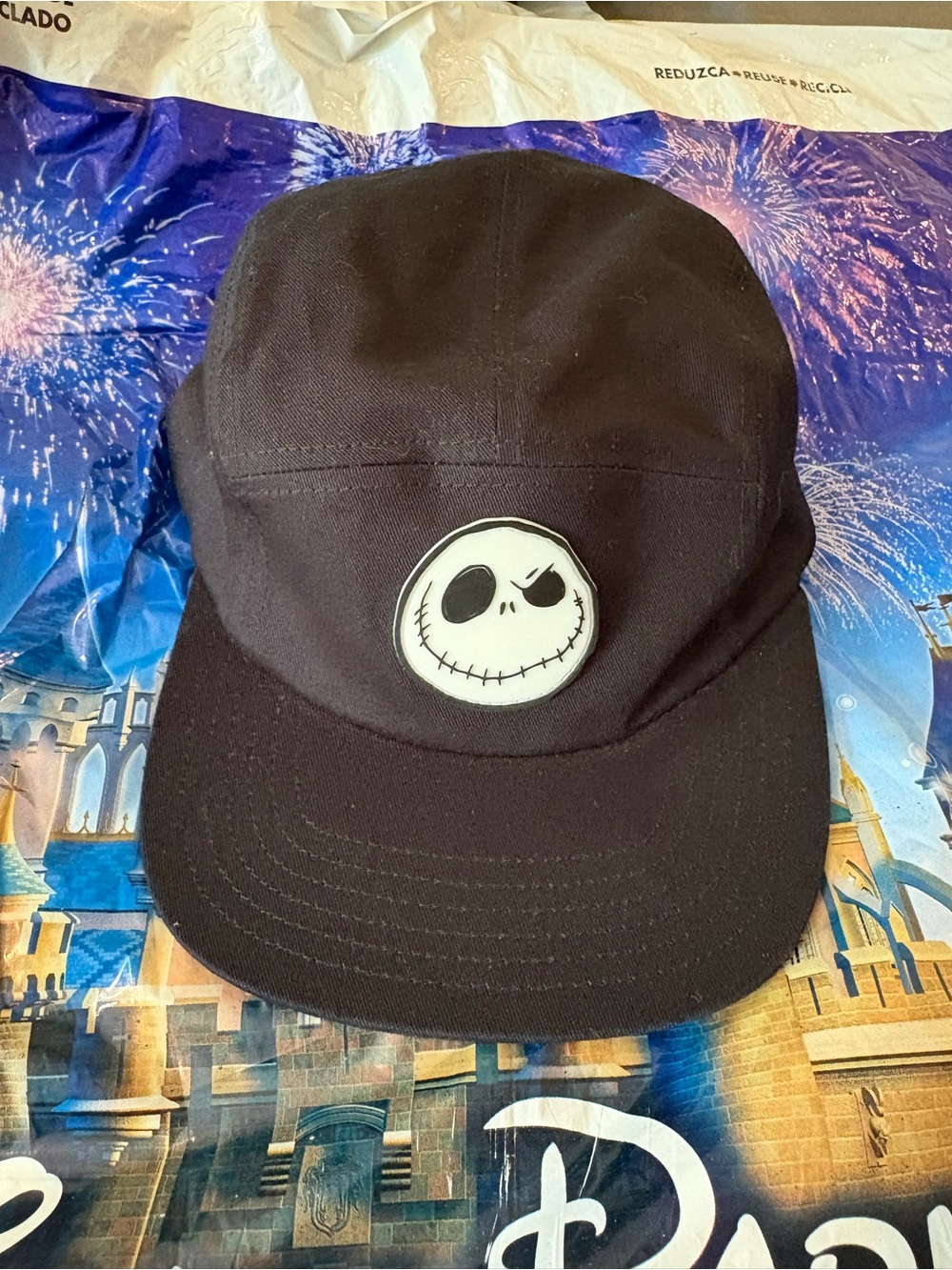 Disney Black Cap with White Jack Skellington Patch